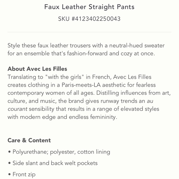 Avec Les Filles NWT for Anthropologie brown Faux Leather Sz XS jeans - Picture 8 of 10